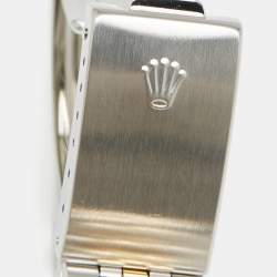 Pre Owned Rolex Black 18K Yellow Gold Stainless Steel Datejust 1601/3 Men's Wristwatch 36 mm