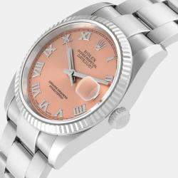 Rolex Datejust Steel White Gold Salmon Roman Dial Men's Watch 36 mm