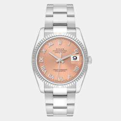 Rolex Datejust Steel White Gold Salmon Roman Dial Men's Watch 36 mm