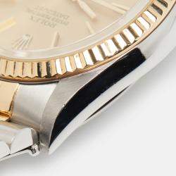 Pre Owned Rolex Champagne 18k Yellow Gold Stainless Steel Datejust 16233 Men's Wristwatch 36 mm