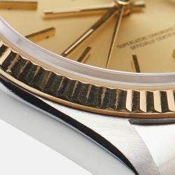 Pre Owned Rolex Champagne 18k Yellow Gold Stainless Steel Datejust 16233 Men's Wristwatch 36 mm