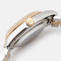 Pre Owned Rolex Champagne 18k Yellow Gold Stainless Steel Datejust 16233 Men's Wristwatch 36 mm