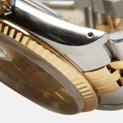 Pre Owned Rolex Champagne 18k Yellow Gold Stainless Steel Datejust 16233 Men's Wristwatch 36 mm