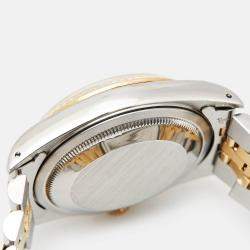 Pre Owned Rolex Champagne 18k Yellow Gold Stainless Steel Datejust 16233 Men's Wristwatch 36 mm