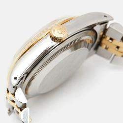 Pre Owned Rolex Champagne 18k Yellow Gold Stainless Steel Datejust 16233 Men's Wristwatch 36 mm