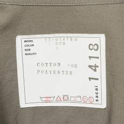 Pre Owned Sacai Grey Cotton Drawstring Hem Shirt M