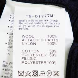 Sacai Navy Blue Rib Knit Wool Paneled Pullover M
