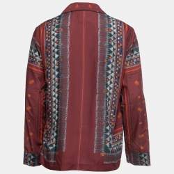 Sacai Brown Printed Polyester Button Front Full Sleeve Shirt L