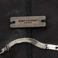 Saint Laurent Black Microstuds Leather Skinny Tie