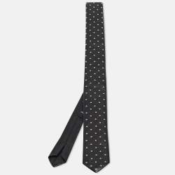 Saint Laurent Black Microstuds Leather Skinny Tie