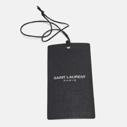 Saint Laurent Black Microstuds Leather Skinny Tie
