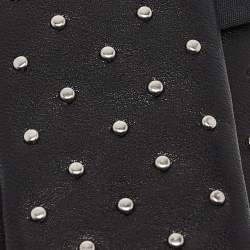 Saint Laurent Black Microstuds Leather Skinny Tie