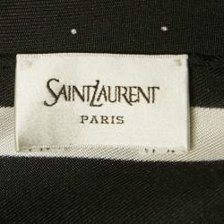 Pre Owned Saint Laurent Paris Black Dots Print Pocket Square 
