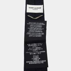 Pre Owned Saint Laurent Paris Dark Navy Lurex Silk Skinny Tie 