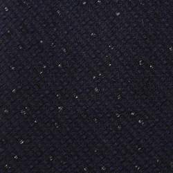 Pre Owned Saint Laurent Paris Dark Navy Lurex Silk Skinny Tie 