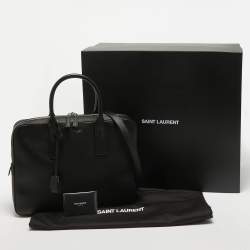 Pre Owned Saint Laurent Black Leather Small Museum Flat Briefcase