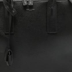 Pre Owned Saint Laurent Black Leather Small Museum Flat Briefcase