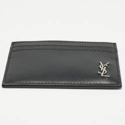 Saint Laurent Black Leather Monogram Card Holder
