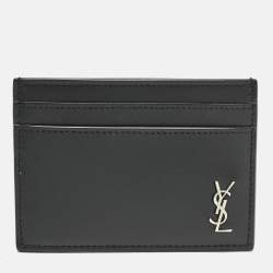 Saint Laurent Black Leather Monogram Card Holder