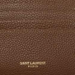 Pre Owned Saint Laurent Brown Leather Tiny Cassandre East/West Bifold Wallet