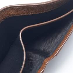 Pre Owned Saint Laurent Brown Leather Tiny Cassandre East/West Bifold Wallet