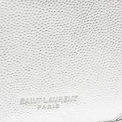 Saint Laurent Metallic Silver Leather Zip Card Holder 