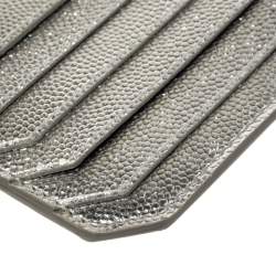 Saint Laurent Metallic Silver Leather Zip Card Holder 