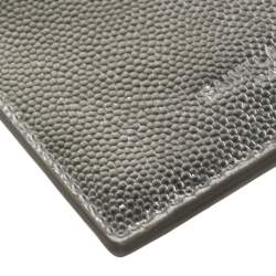 Saint Laurent Metallic Silver Leather Zip Card Holder 