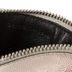 Saint Laurent Metallic Silver Leather Zip Card Holder 