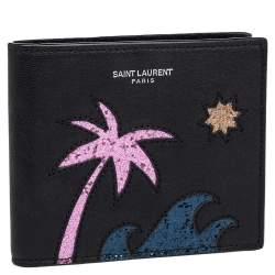Saint Laurent Black Leather Palm Tree Wallet