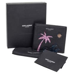 Saint Laurent Black Leather Palm Tree Wallet