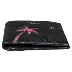 Saint Laurent Black Leather Palm Tree Wallet