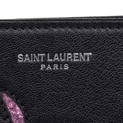 Saint Laurent Black Leather Palm Tree Wallet