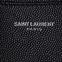 مملوكة مسبقًا Saint Laurent Black Textured Leather Business Card Holder