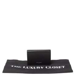 مملوكة مسبقًا Saint Laurent Black Textured Leather Business Card Holder