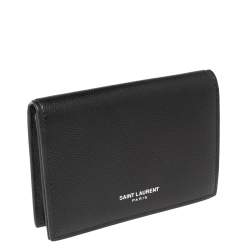 مملوكة مسبقًا Saint Laurent Black Textured Leather Business Card Holder