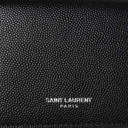 مملوكة مسبقًا Saint Laurent Black Textured Leather Business Card Holder