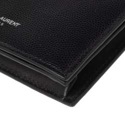 مملوكة مسبقًا Saint Laurent Black Textured Leather Business Card Holder