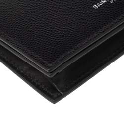 مملوكة مسبقًا Saint Laurent Black Textured Leather Business Card Holder