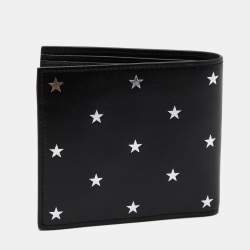 Saint Laurent Black Leather Star Printed Bifold Wallet