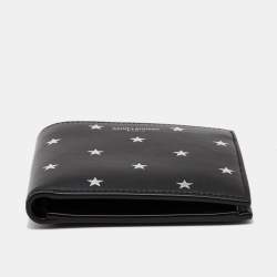 Saint Laurent Black Leather Star Printed Bifold Wallet