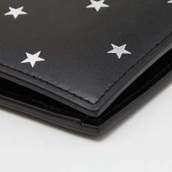 Saint Laurent Black Leather Star Printed Bifold Wallet