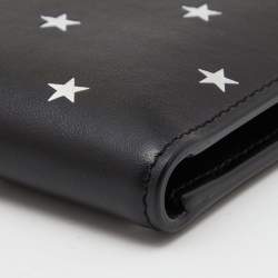 Saint Laurent Black Leather Star Printed Bifold Wallet