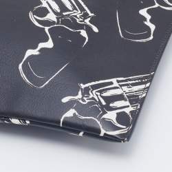 Saint Laurent Black Gun Pop Printed Leather Zip Pouch