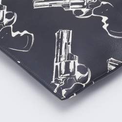 Saint Laurent Black Gun Pop Printed Leather Zip Pouch