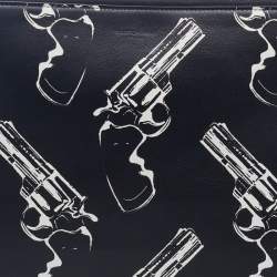 Saint Laurent Black Gun Pop Printed Leather Zip Pouch