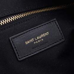 Saint Laurent Beige Woven Raffia Le Tuc Logo Embroidered Shoulder Bag