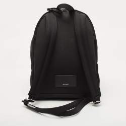 Saint Laurent Black Canvas Logo Embroidered City Backpack