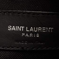 Saint Laurent Black Canvas Logo Embroidered City Backpack