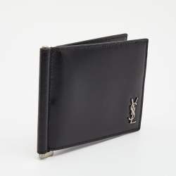 Saint Laurent Black Leather Bifold  Money Clip Wallet